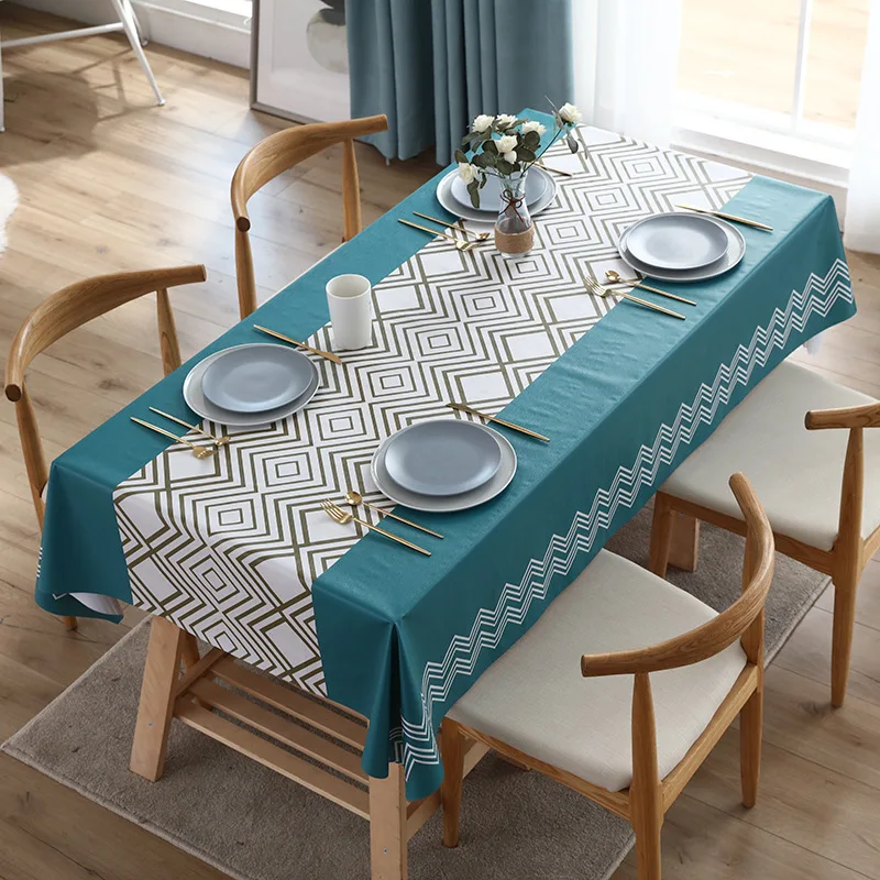 Geometric Floral Printed Rectangular Tablecloth For Table And Home Decoration Waterproof Coffee Tablecloth