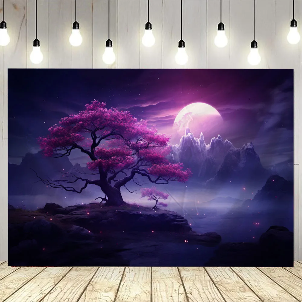 Starry Sky Tree of Life Tapestry Night Sky Gradient Star Moon Home Living Room Features Wall Decoration Background Cloth