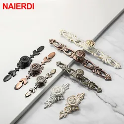 NAIERDI Bronze Door Handles Cabinet Handle Antique Cabinet Pulls Wardrobe Drawer Knobs Zinc Alloy Cupboard Furniture Hardware
