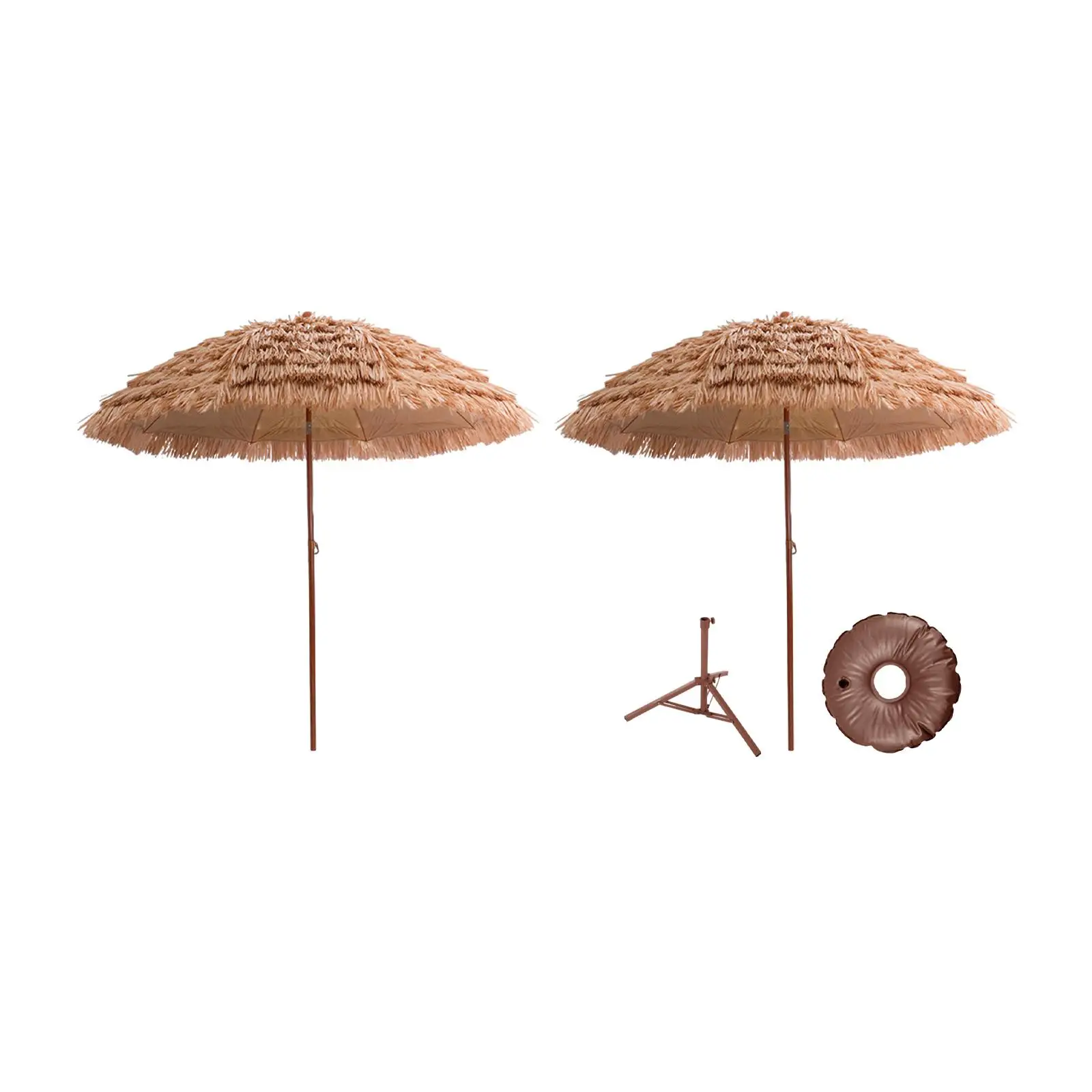 

160cm Canopy Hawaiian Pool Parasol Umbrella with Tripod for Outdoor Tiki Bar Multifunctional Patio Umbrella Foldable Stand