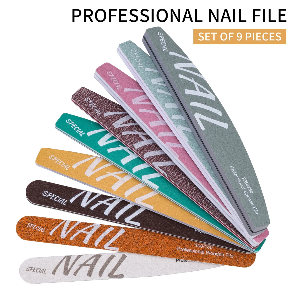 Professional Nail File Nails Files Tools for Manicure Buffer 100 to 180 Sandpaper 180x240 Disposable Supplies Nail Buff Filer