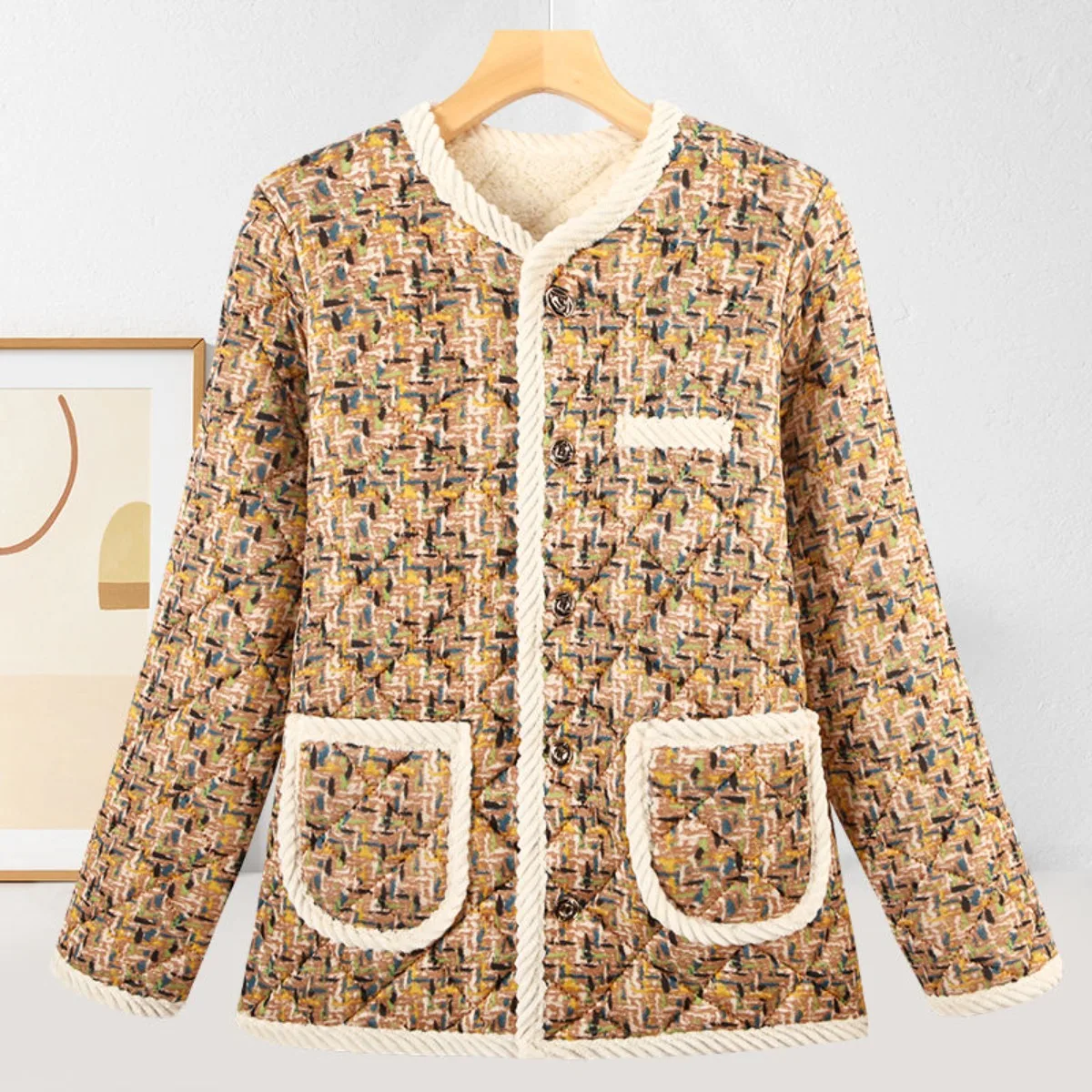 

Новое шикарное зимнее утепленное пальто с плюшевой подкладкой для пятен | Модная теплая элегантная китайская куртка в стиле Dongbei