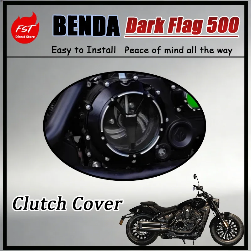 FOR BENDA DarkFlag500 Transparent Aluminum Alloy Clutch Cover Visible Flywheel Engine Side Cover Clutch Protector for Motorcycle