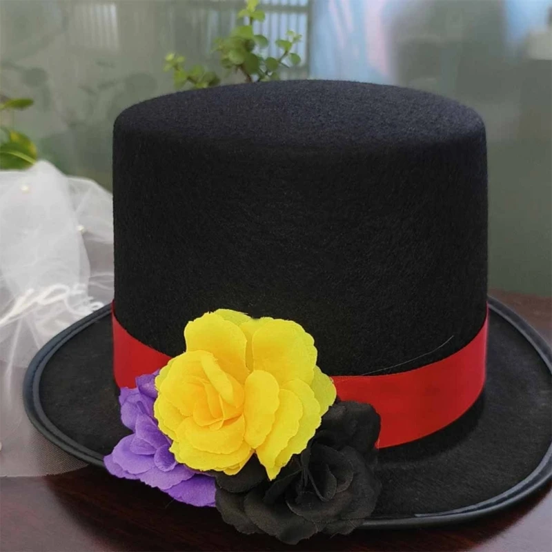 Classical Flat Brim Fedoras Hat with Decorative Flower for Trendy Outfit Casual Wear Versatile Hat for Casual Occassion