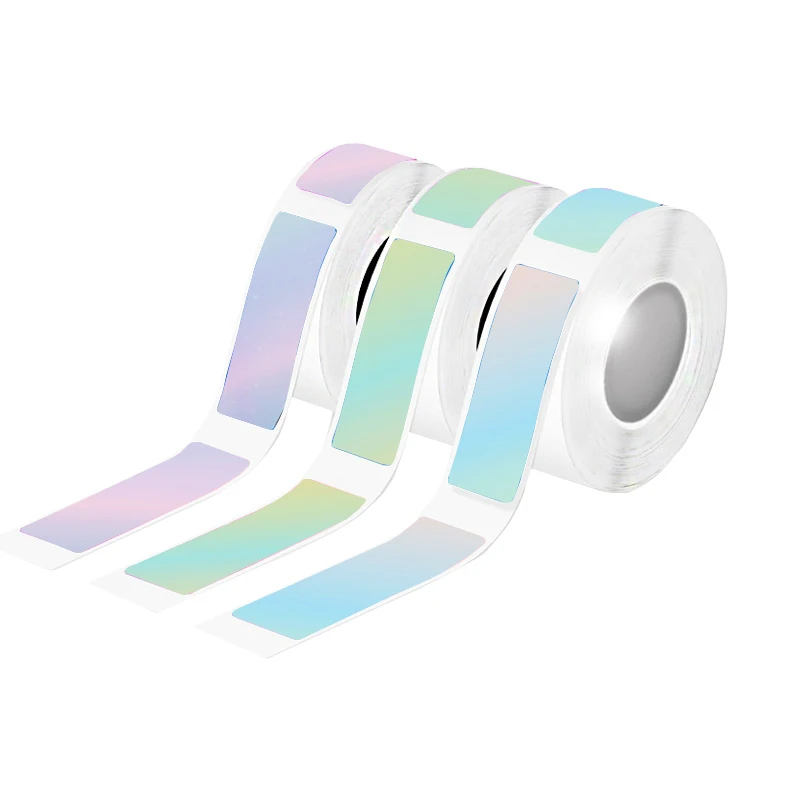 3 لفات حورية البحر ملونة متدرجة صغيرة ذاتية اللصق ملصقات حرارية 12x40 مللي متر متوافقة مع Phomemo D30 D35 marklife p12/p15