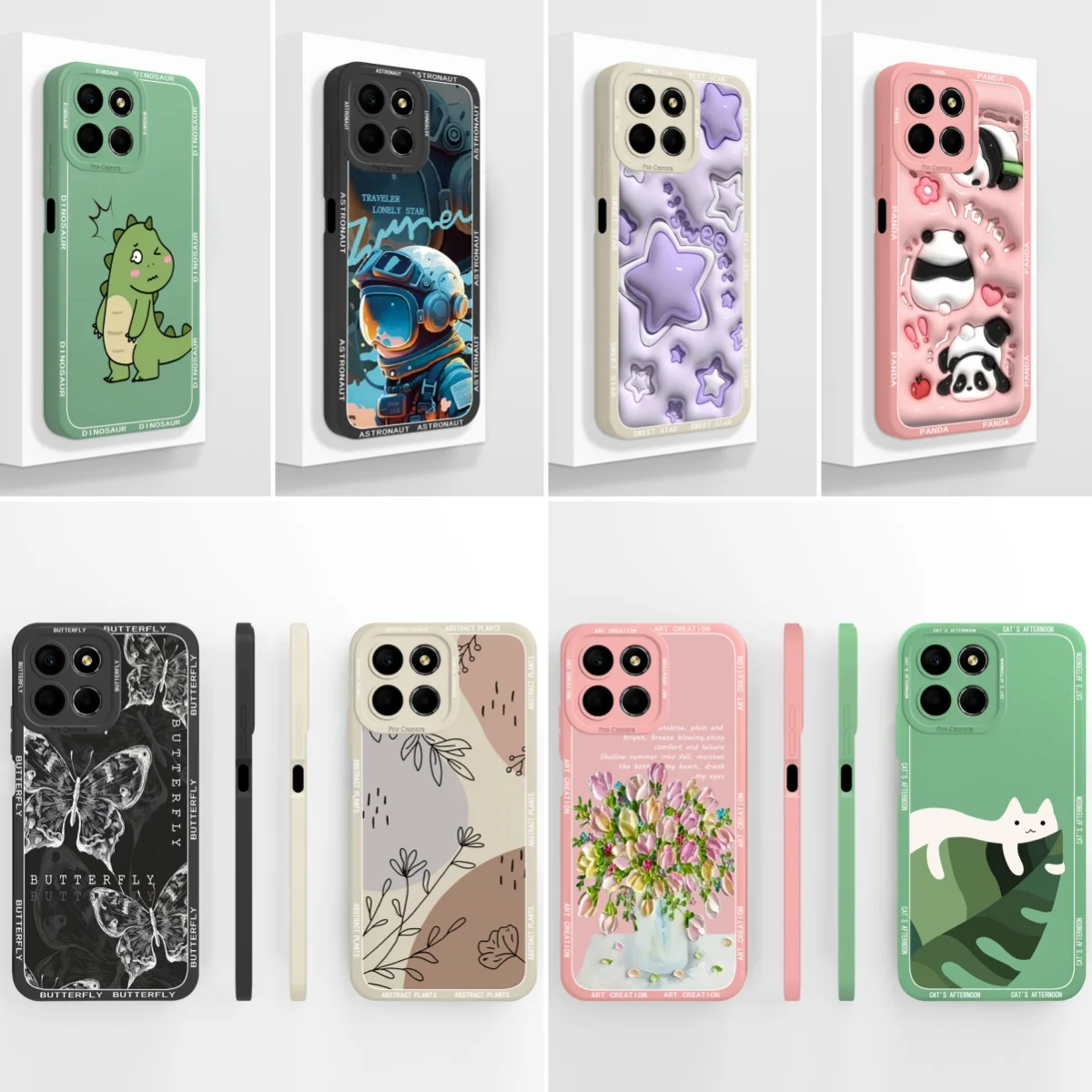 Per Honor X6 X6S X6A custodia per fotocamera Cartoon copertura completa Fudnas in Silicone liquido morbido per cover posteriori protettive Huawei