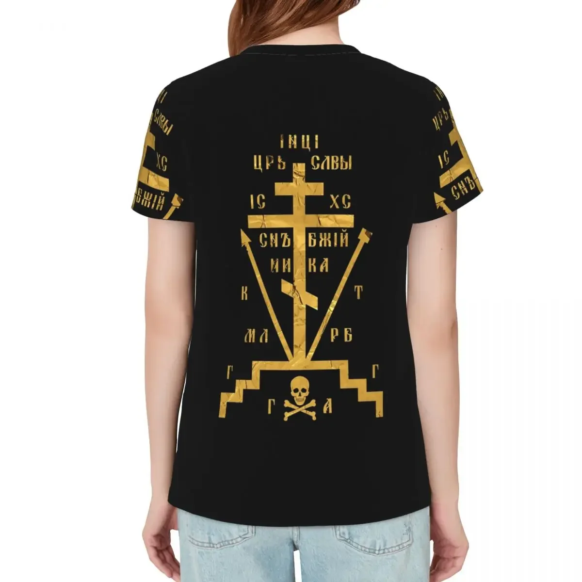 Calvary Cross Of Russian Orthodox Church T-Shirt Women Short Sleeve T Shirts Crew Neck Clothing Cotton Summer Tees Streetwear