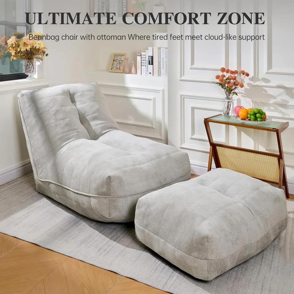 كرسي مريح من إسفنج الذاكرة مع مسند للقدمين، مثالي للاسترخاء عن طريق النار