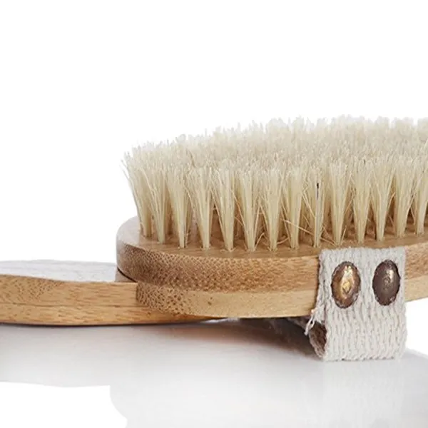 Boar Bristle Bath Brush Bamboo Handle Detachable Soft Exfoliating Massage Body Scrubber Stimulates Circulation Feet