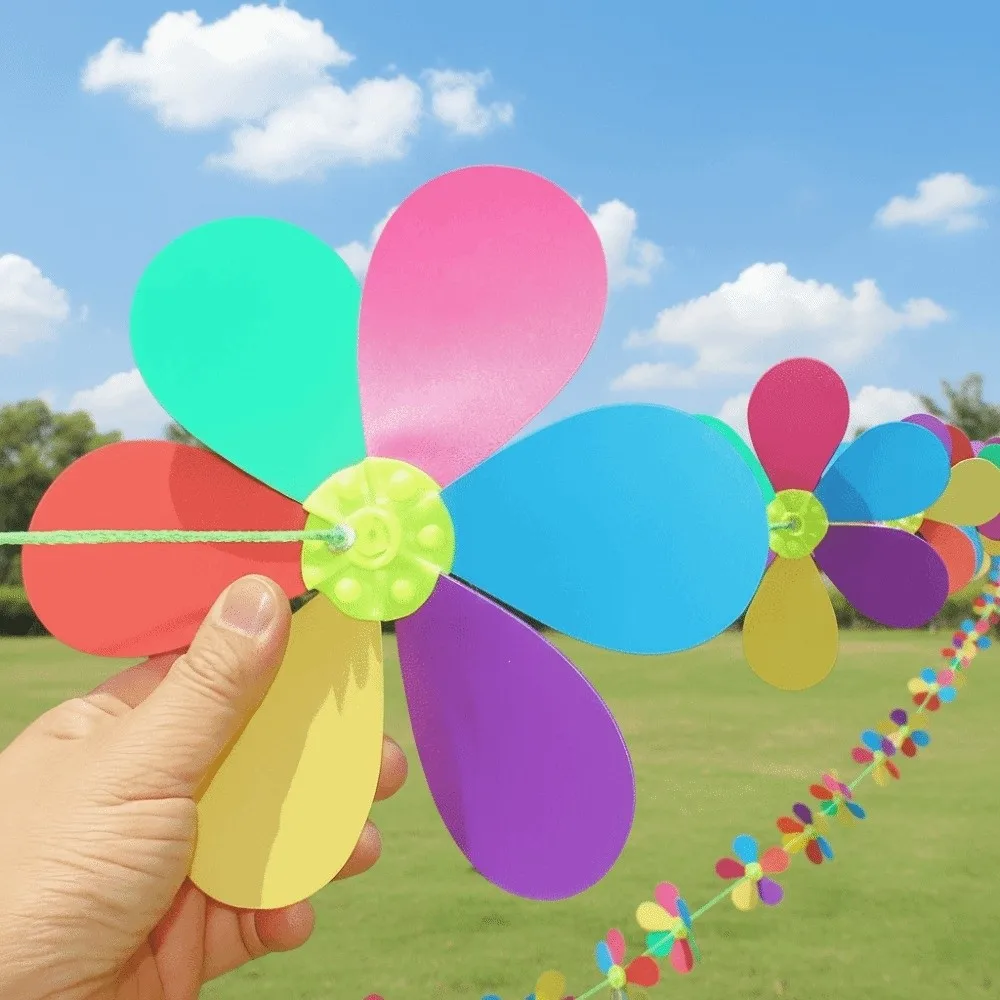 

Ornamental 10m Windmill String Rainbow Color Hanging Rope Wind Spinner Whirligig Decor Plastic Wind Rotator Yard