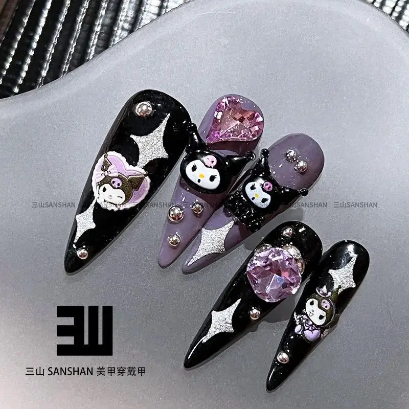 

Sanrio Nail Kuromi Halloween Personality Exaggerated Manicure Wearing 3D Cartoon Kawaii Wearing Mid-length Armor Handmade