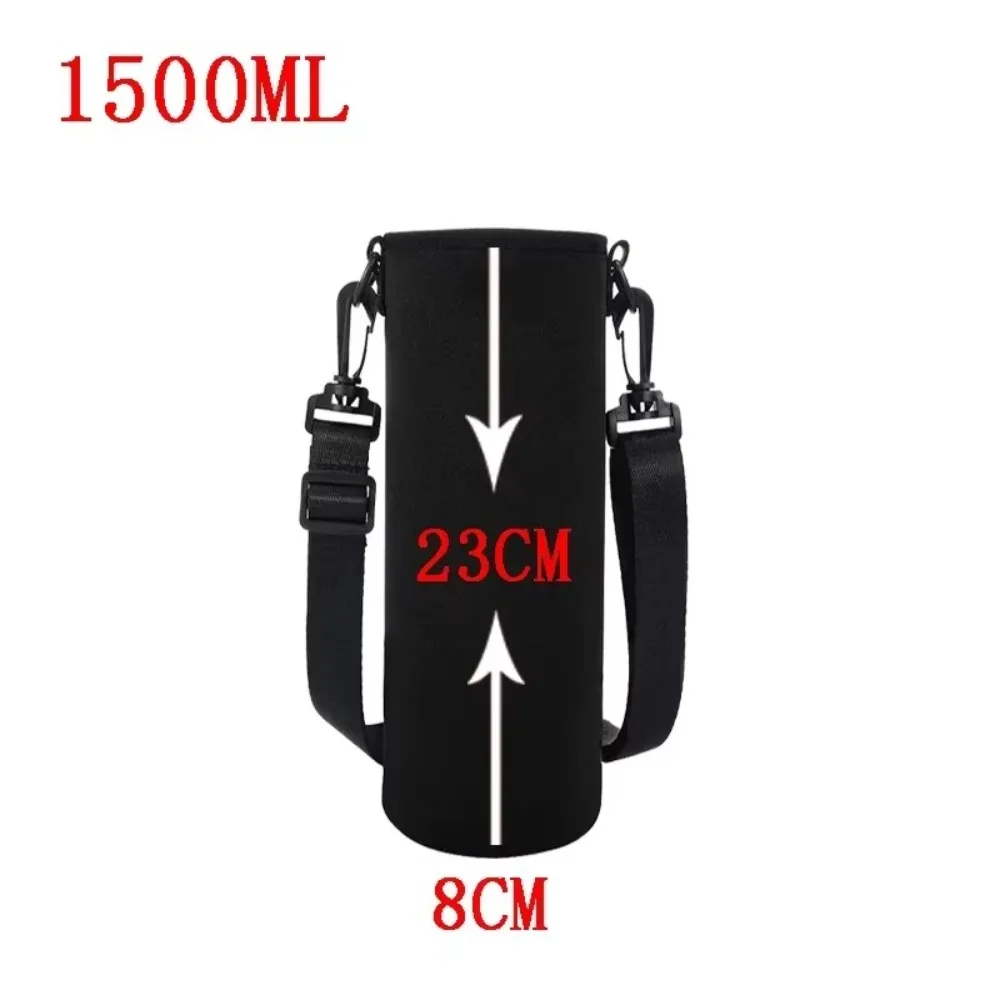 Portable 750ML/1000ML/1500ML Water Bottle Holder Adjustable Strap Neoprene Insulated Bottle Pouch Black Water Bottle Sleeve