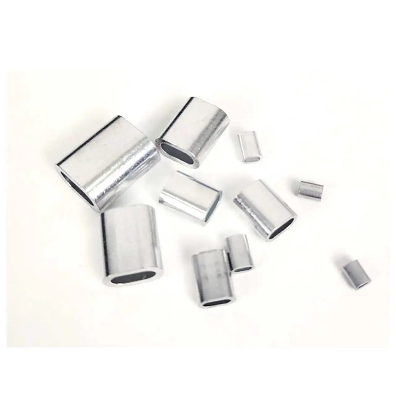 2/5/10/25/50/100/200pcs Aluminum Sleeve Wire Crimp Sleeve Wire Ferrules Cord Lock Aluminum Cable Stopper Crimp Rope Hardware