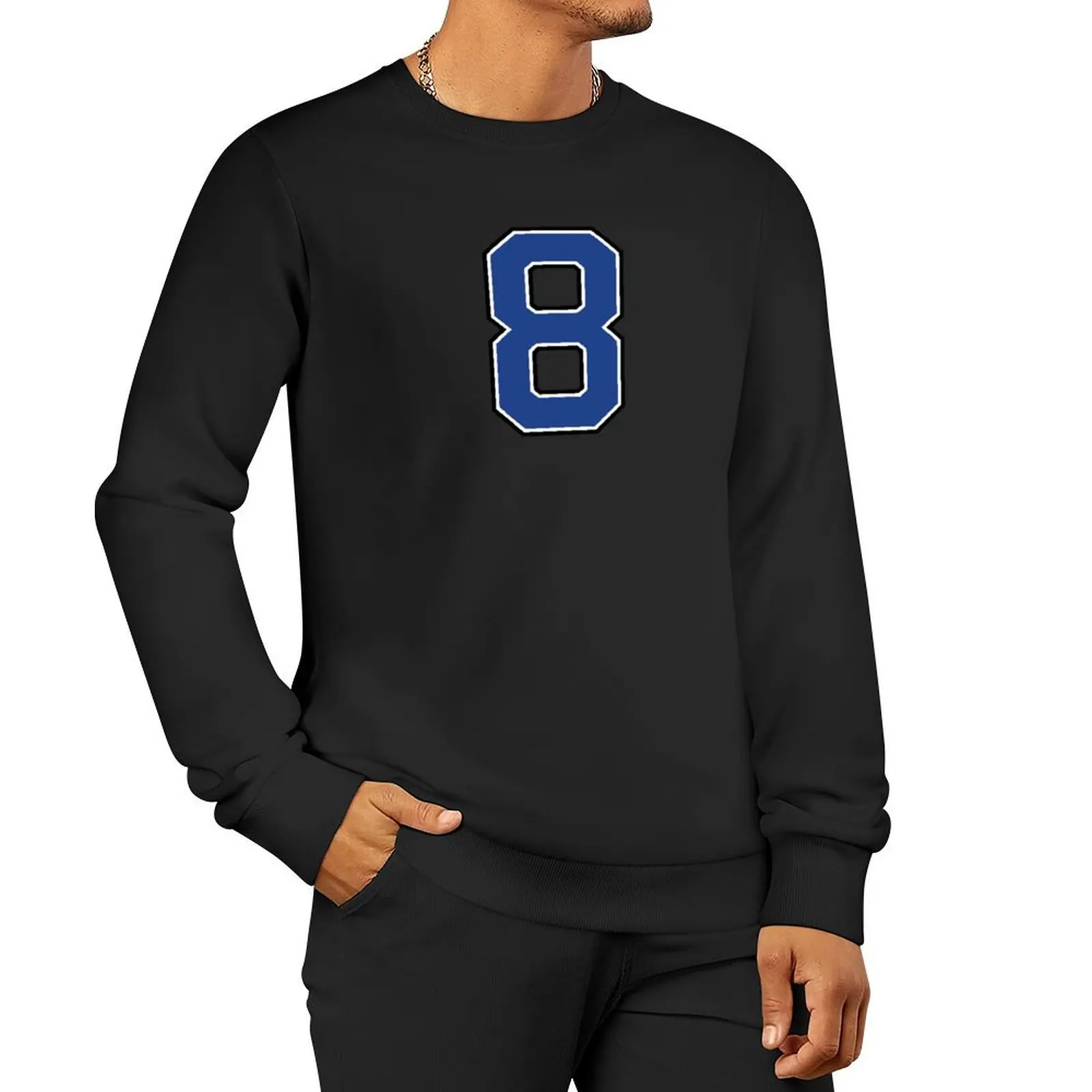 Blue Number 8 lucky sports jersey eight Pullover Hoodie korean clothes men clothing new sweatshirts