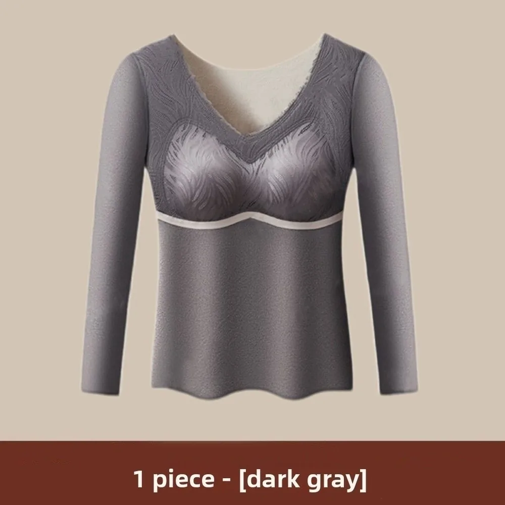 ملابس حرارية نسائية كبيرة الحجم على شكل حرف U رقبة مستديرة ملابس علوية دافئة ملابس داخلية حرارية ملابس داخلية غير مرئية دافئة ملابس علوية طويلة للفتيات الإناث #2