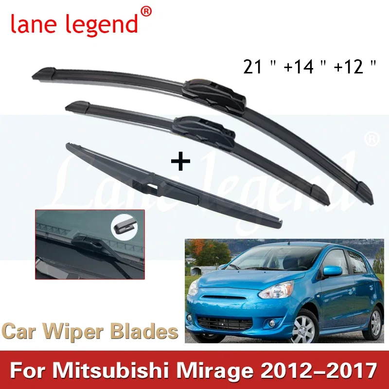 For Mitsubishi Mirage 2012-2017 Car Front Rear Wiper Blades Soft Rubber Windscreen Wipers Auto Windshield 21