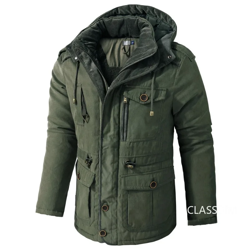 Jaqueta masculina com capuz longo, Parkas quentes, sobretudos casuais, roupa masculina de alta qualidade, ao ar livre, inverno, XX