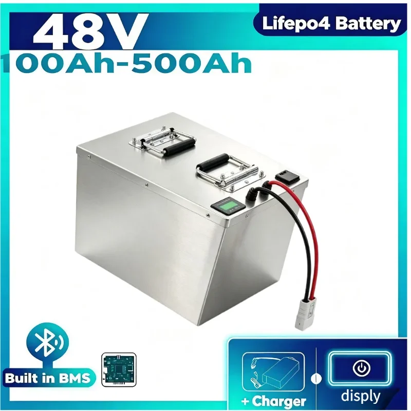 48V Deep Recurring LiFePO4 Energy Storage Battery 100Ah To 500Ah Built-in BMS Lithium Pack For 5kW Hybrid Solar Yacht Off-Grid R
