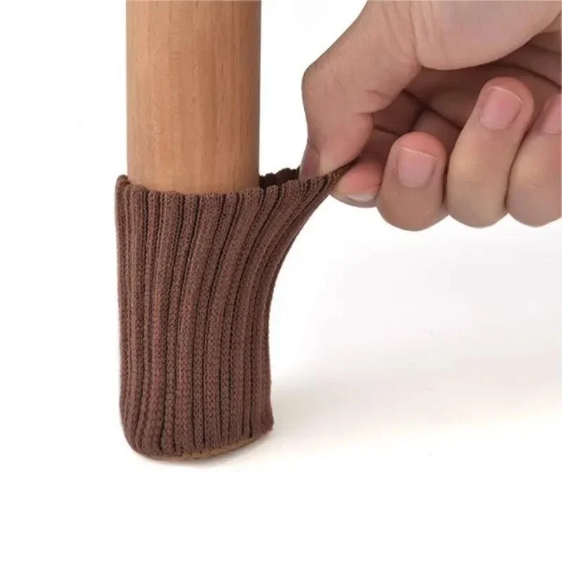 4PCS Lovely Knitted Furniture Foot Covers Non-slip Table Chair Leg Protectors Floor Protective Caps Home Decor Accessories