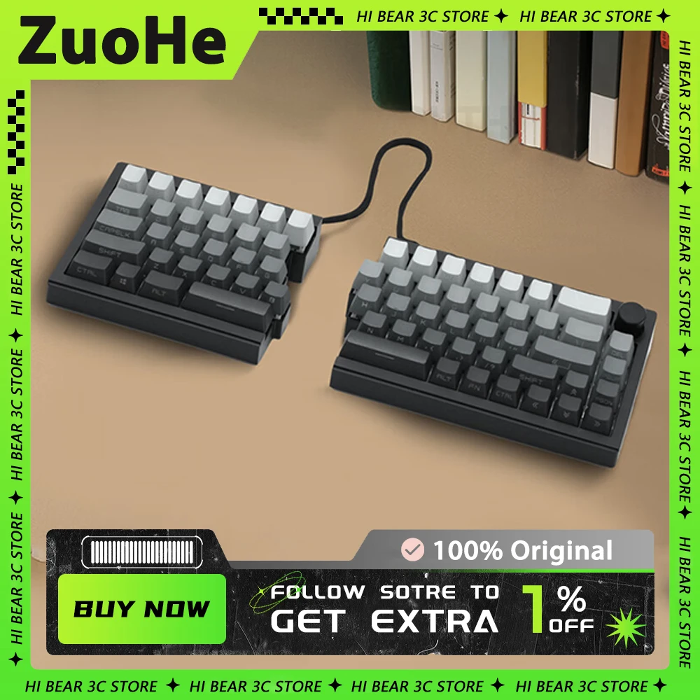 Zuohe St68 Split Mechanical Keyboard 3mode Usb/2.4g/Bluetooth Wireless Split Keyboard Customize Gaming QMK Zornher Keyboard Gift