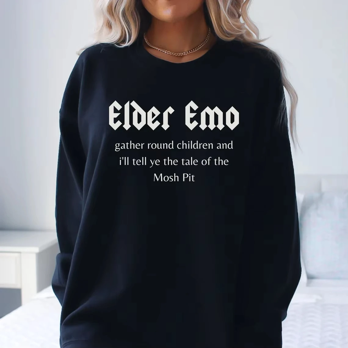 

Skuggnas Elder Emo Sweatshirt Emo Gift Funny Graphic Unisex Sweater Long Sleeved Fashion Cotton Jumper