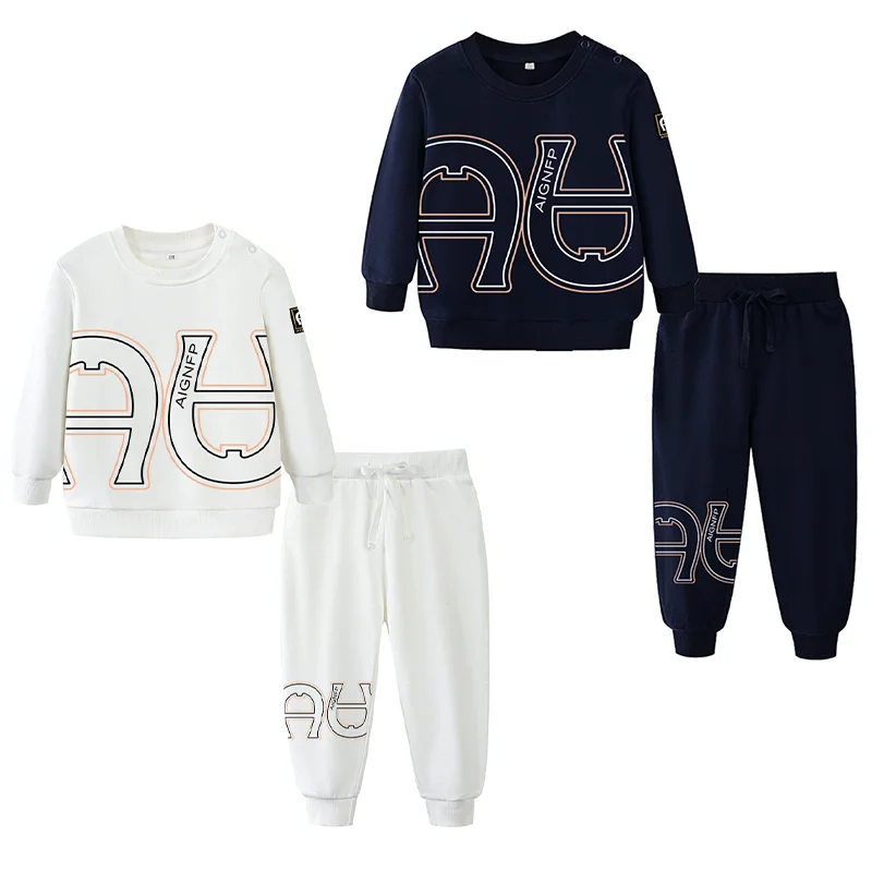 0-24months Newborn clothes winter baby long sleeves set fashion letter print pullover Infant tops pants 2pcs cotton hoodies fall