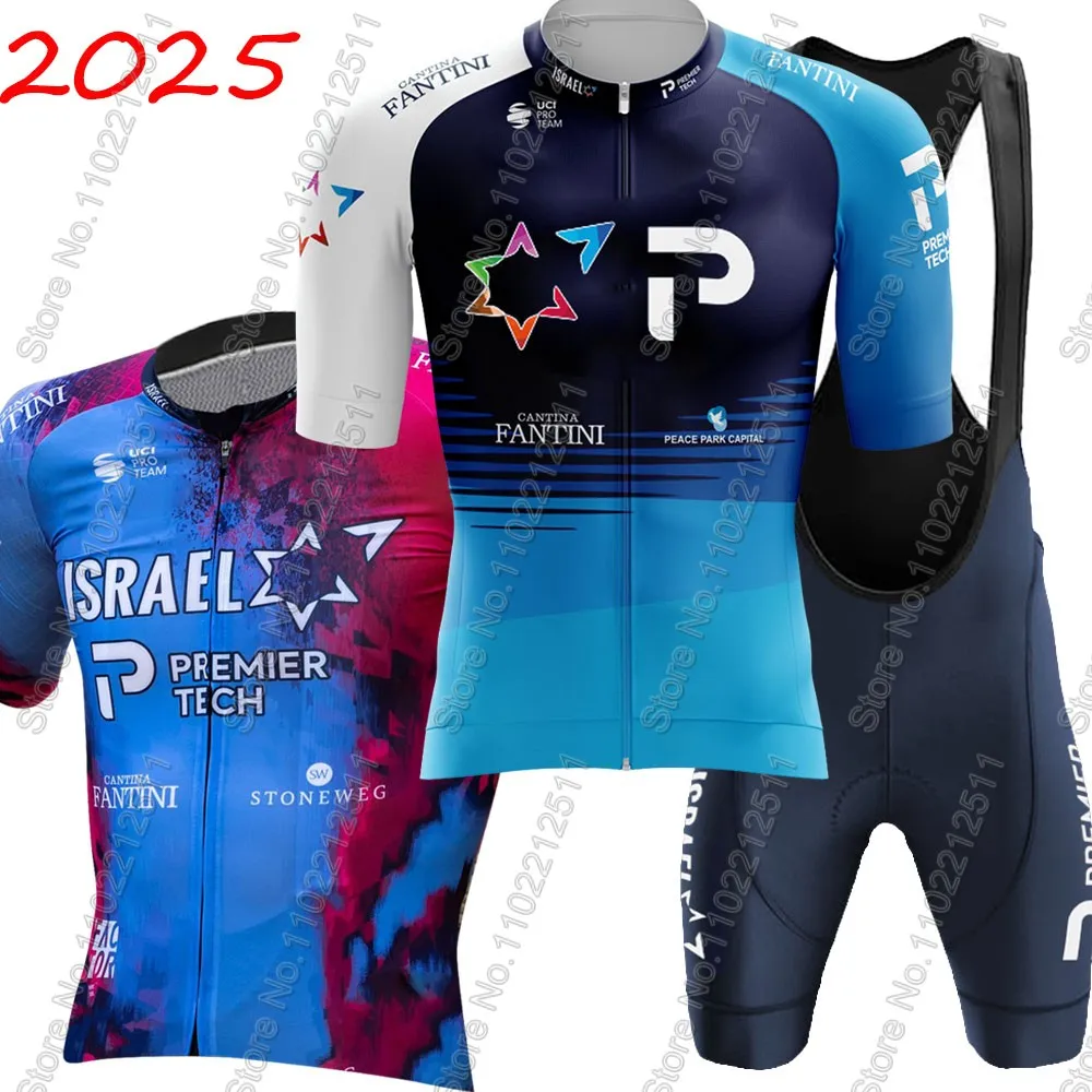 Комплект велосипедного трикотажа команды Израиля 2025 года, Италия, Испания, Франция, тур, одежда для велоспорта, мужские рубашки для шоссейного велосипеда, костюм, шорты для велосипедного нагрудника