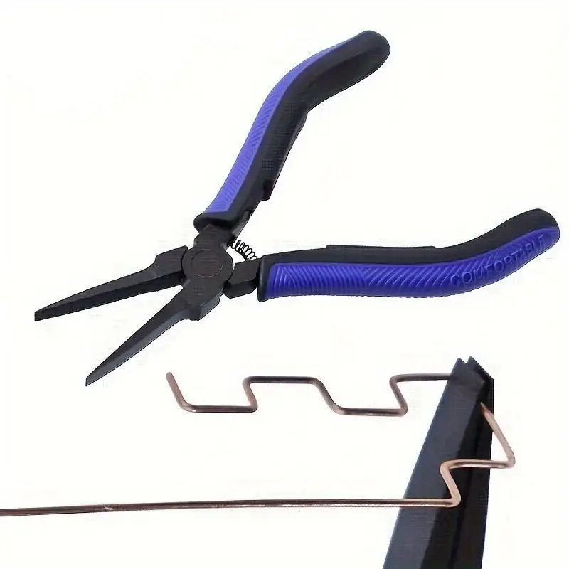 

1Pc 4.5 Inch Thin Flat Nose Pliers Smooth Jaw Mini Jewelry Making Pliers with TPR Pattern Handle for Wire Wrapping Bending Tool