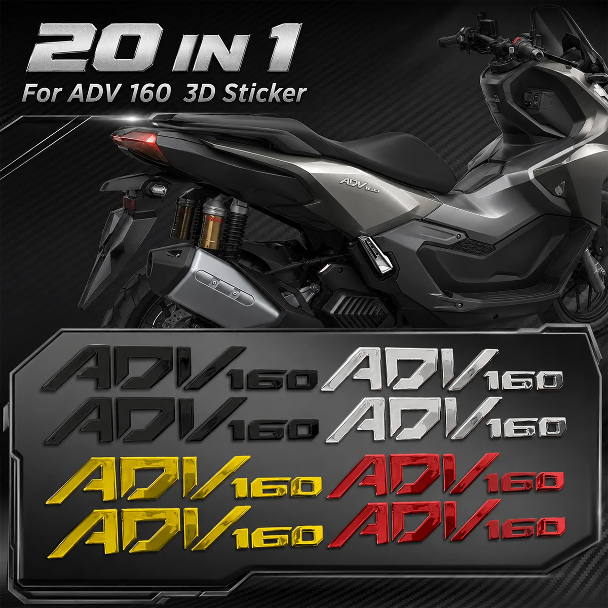 For ADV160 ADV 160 3D Epoxy Resin Motorcycle Adv Emblem Stickers Moto Scooter Side Body Decoration Waterproof Accessories Decals