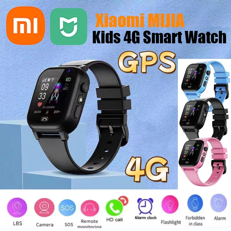 Xiaomi MIJIA Kids 4G Смарт-часы с SIM-картой, видеозвонок, SOS, GPS, камера местоположения, водонепроницаемые часы для мальчиков и девочек, умные часы