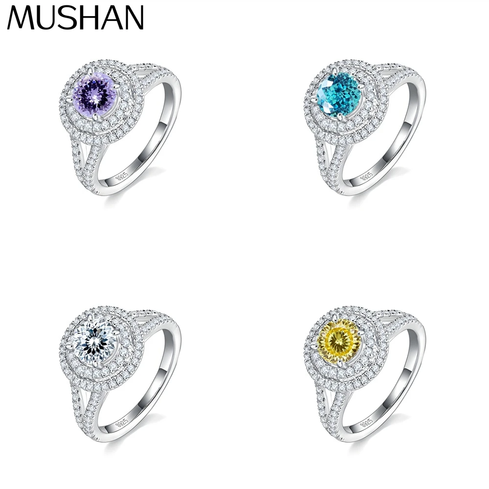 

MuShan Jewelry 925 Sterling Silver Ring Wedding Band HCD Gemstones Daughter Gift Statement Jewelry Women Rings Fine Jewelry