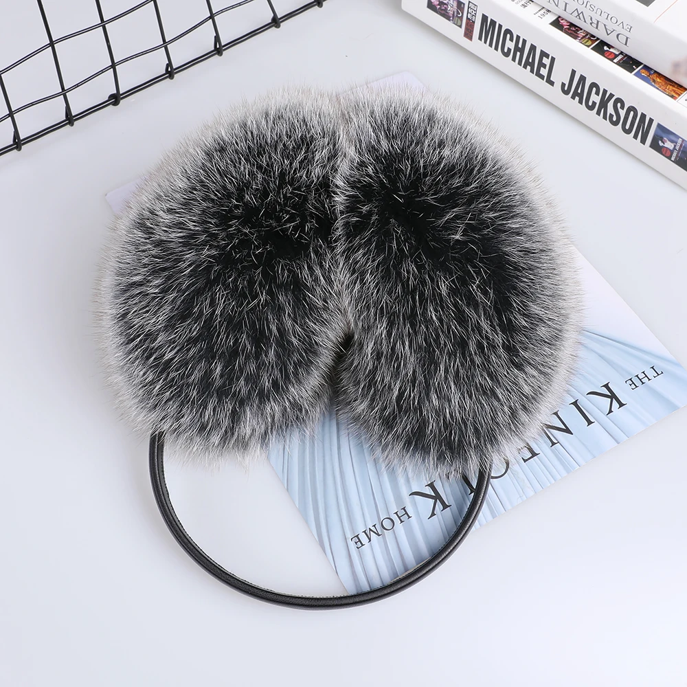 Real Fox Raccoon Fur Hang Ear Cover Warm Winter Earmuffs Headwear Ear Muffs Earmuffs Cold Ear Warmer Ear Protection Headband