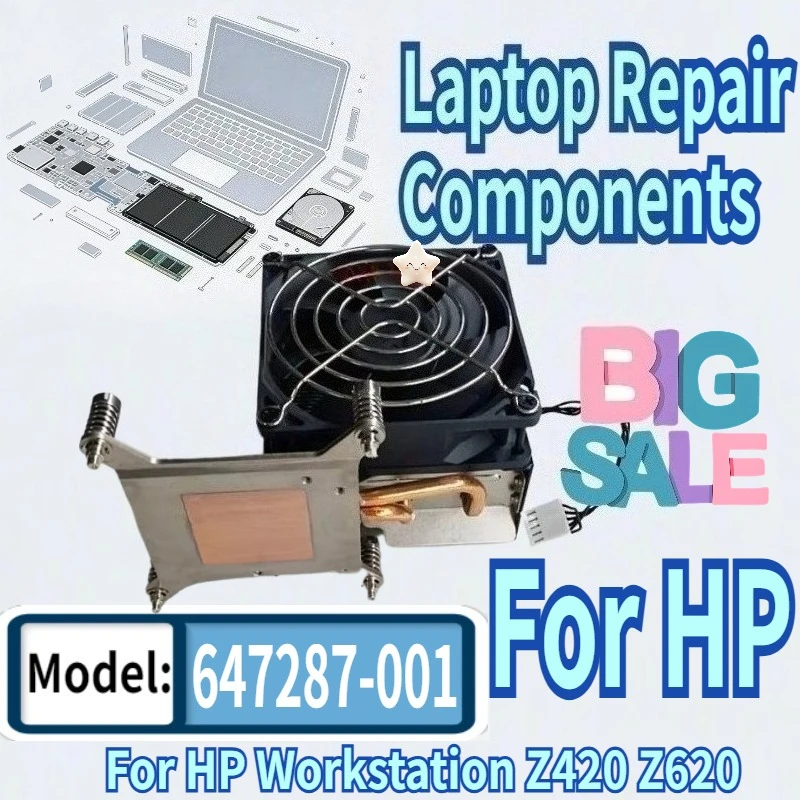 90% New For HP Workstation Z420 Z620 CPU Cooling Fan Assembly 647287-001 5-Pin LGA2011 Server CPU Heatsink