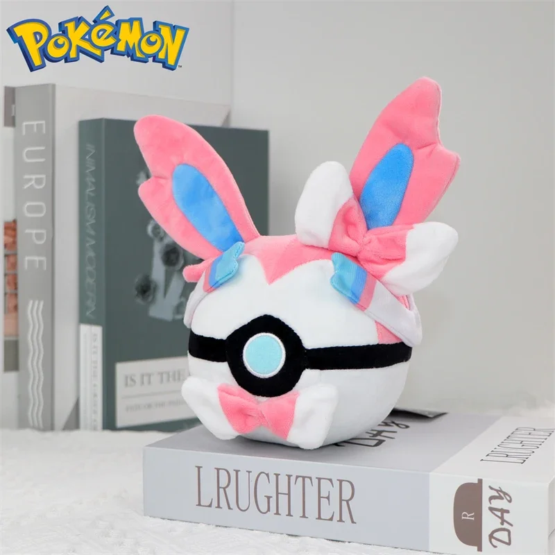 Cute Pokemon Pokeball Plush Toy Sylveon Butterfree Stuffed Doll Kawaii Soft Ball Pillow Anime Collectible Gift For Kids Fans