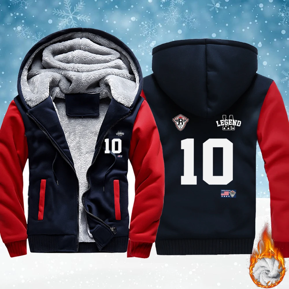 

Мужские флисовые мягкие куртки с большим принтом номер 10, зимние утепленные жилеты, повседневная удобная уличная одежда, мужская толстовка на молнии с карманами