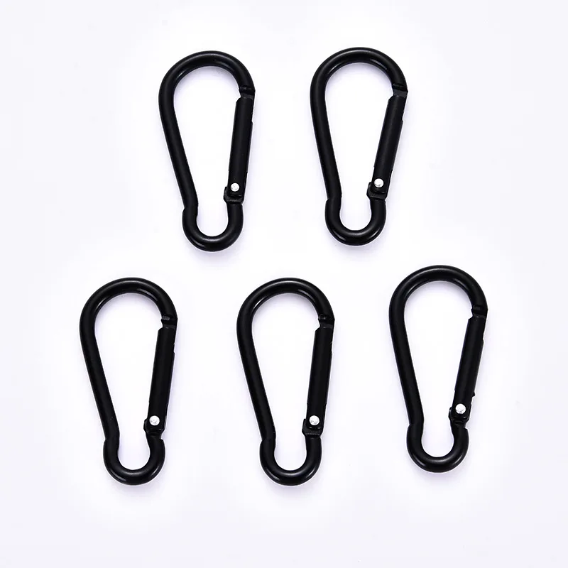 10pcs Black Aluminum Carabiner D-Ring Key Chain Clip Camping Keyring Snap Hook Outdoor Travel Kit Camping Equipment