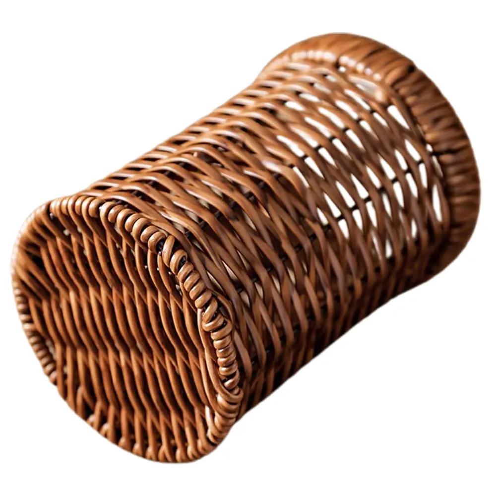 

Cutlery Holder Imitation Rattan Woven Basket Kitchen Utensil Organizer Storage Container For Spoons Forks Countertop Table