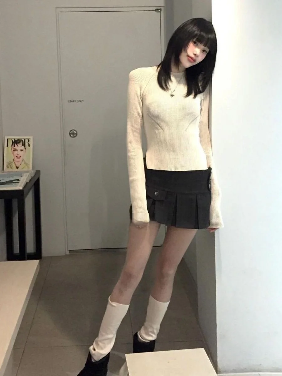 Unique SEI rétro épicé fille Plaid a-ligne jupe taille haute polyvalent trajet coréen Sle ort jupe taille haute a-ligne