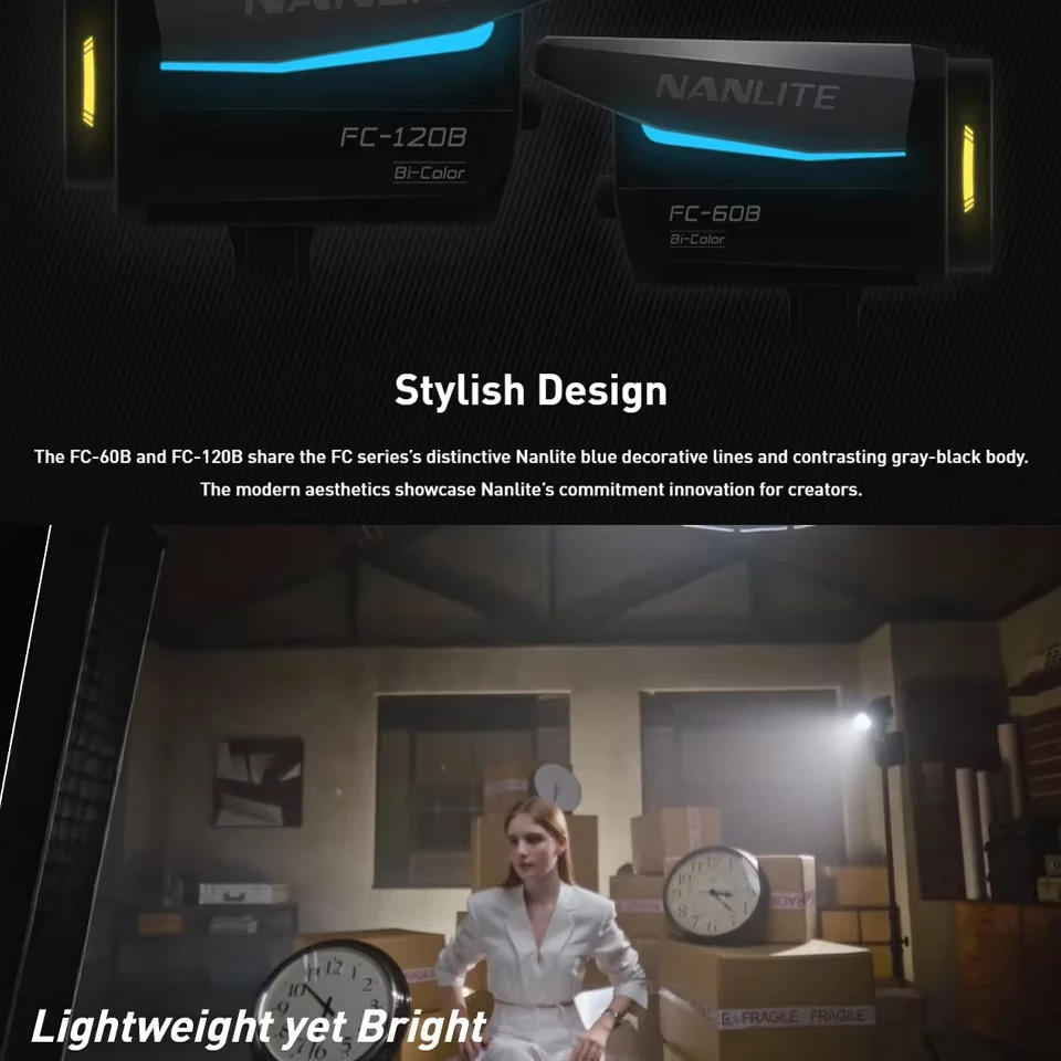 Nanlite FC-60B FC-120B Tweekleurige fotografie LED-spot 2700K-6500K Professionele lamp Videolicht voor live streaming studio