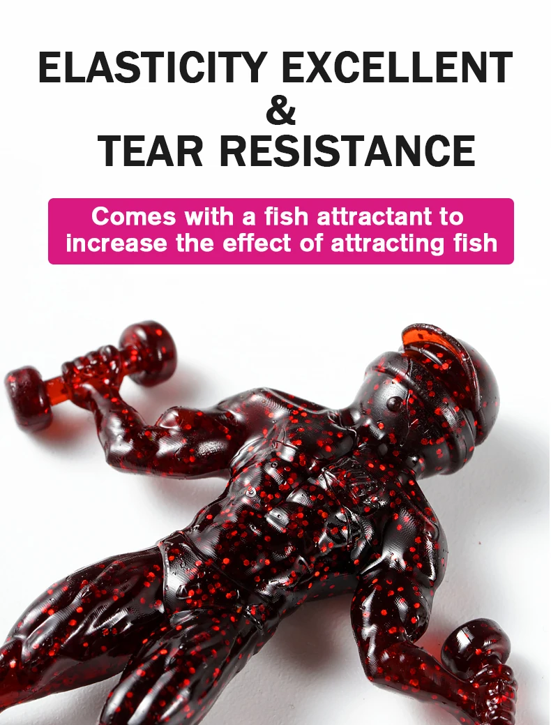 8Pcs 65mm Soft Lure humanoid soft bait perch mandarin fish tilted mouth black pit wild fishing floating water shrimp Pesca