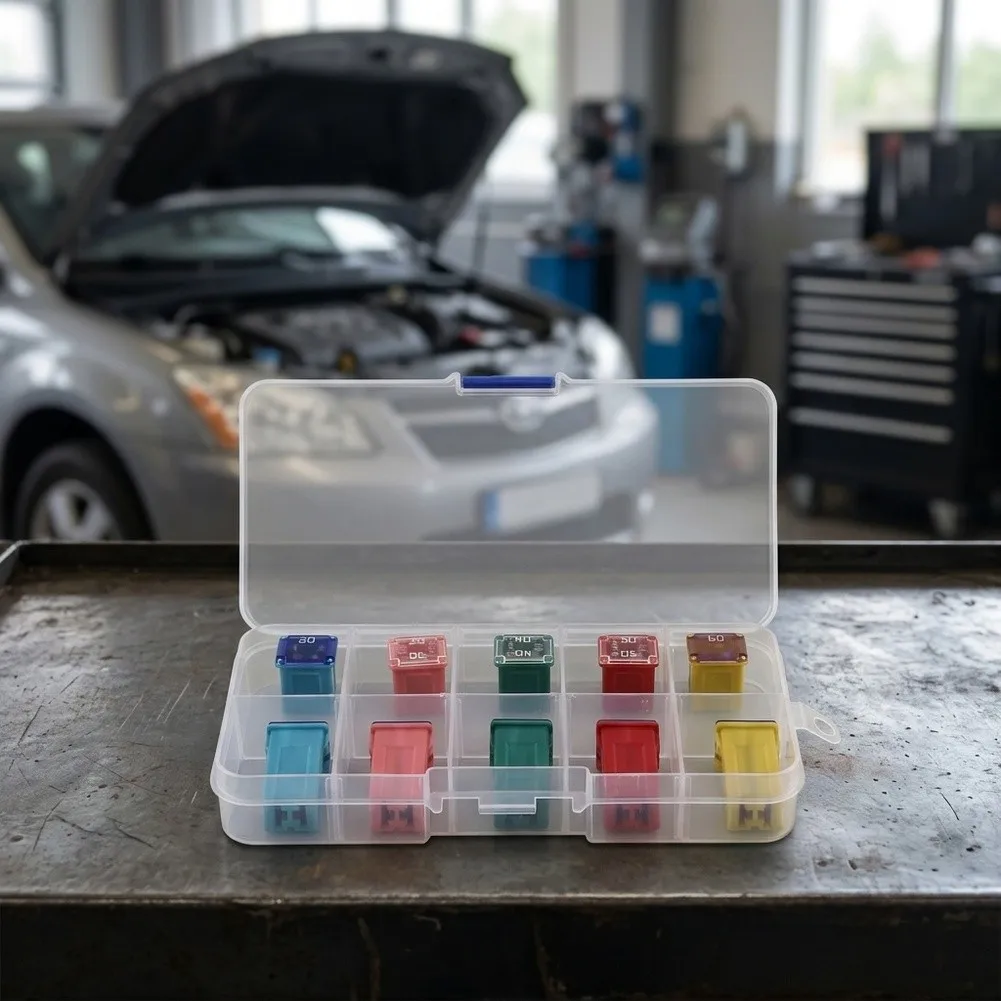 10PCS Automotive Mini Fuse Kit Car Box Shaped with Square Set Accessories for Various Electrical Circuits 20A 60A