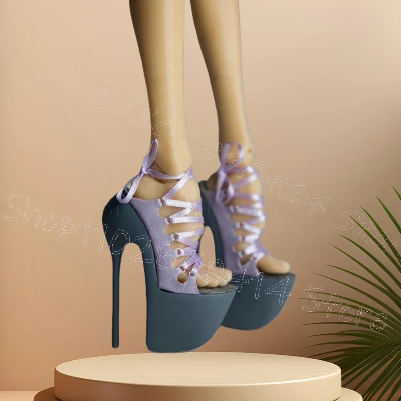 

Purple Strappy Blue Open Toe Platform Sandals Cross Tied Women Shoes Stilettos High Heels Fashion Party 2026 Zapatos Para Mujere