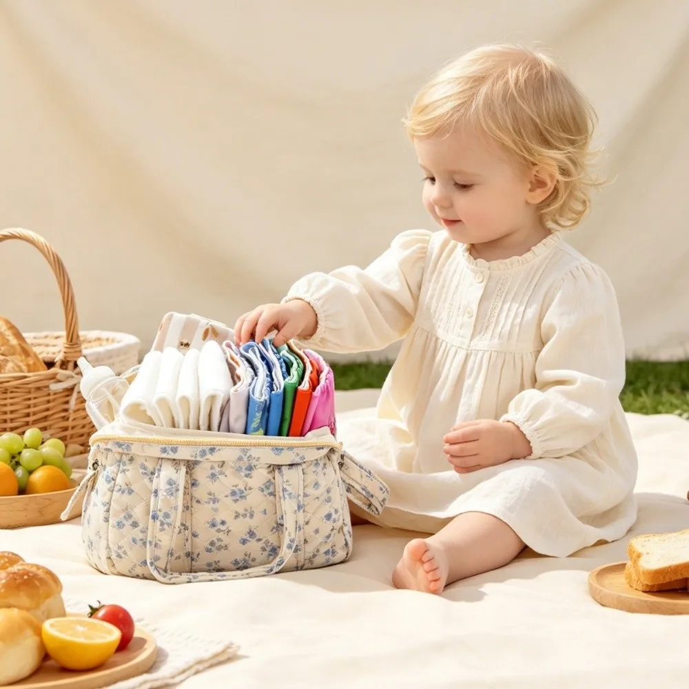 New Quilted Mummy Bag Multi-functional Polyester Fabric Diaper Tote Bag Soft Nappy Changing Bag Maternity Packs