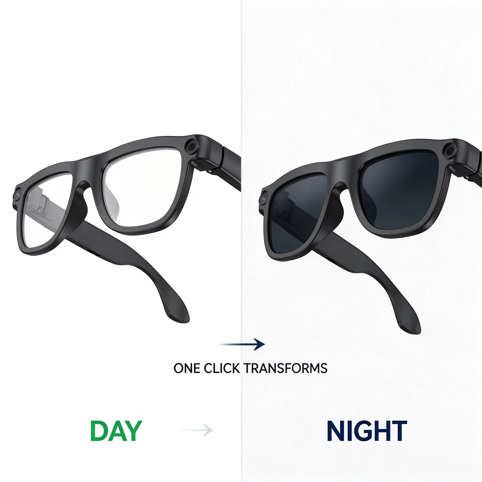 E09C AI Smart Glasses Photochromic Lenses Dual HD Camera Bluetooth Audio Hands-free Recording Outdoor Travel Driving Gift