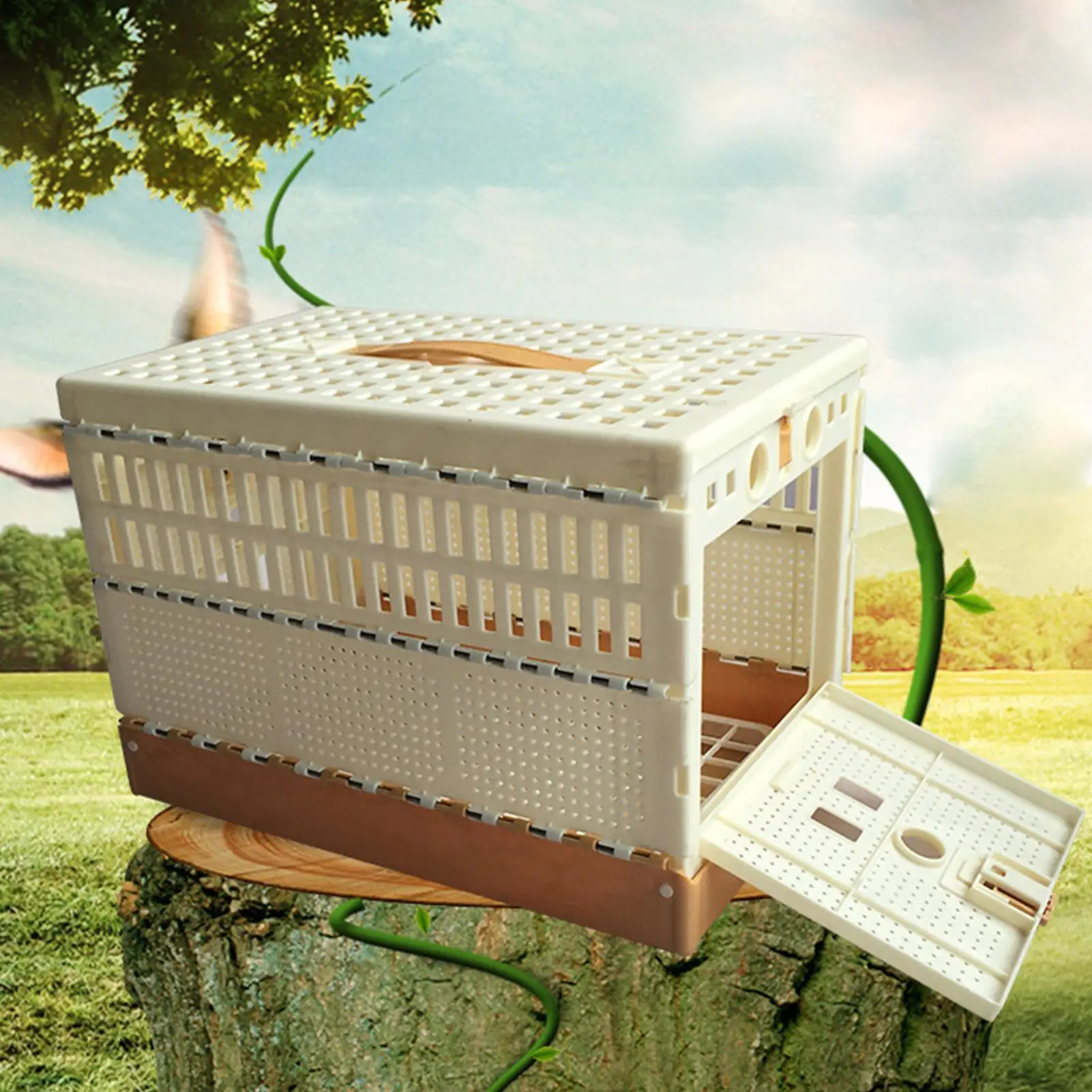 

Small Bird Cage Foldable Portable Cage Bird Domestication Carrier for Indoor Outdoor Transport Yard Training Domestication