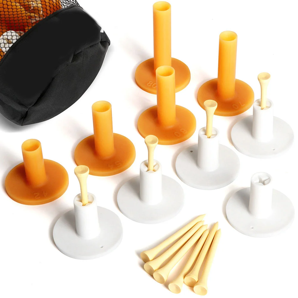 

8pcs Rubber Golf Ball Tees Stands White Color Stable Professional Golfs Supplies Practice Mat Durability Performance