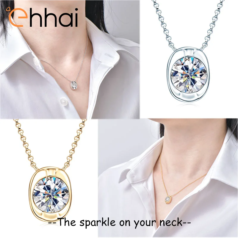 

Ehhai 8 мм круглое ожерелье-пасьянс из муассанита для женщин, стерлинговое серебро s925, ювелирные изделия, свадебные подарки с сертификатом