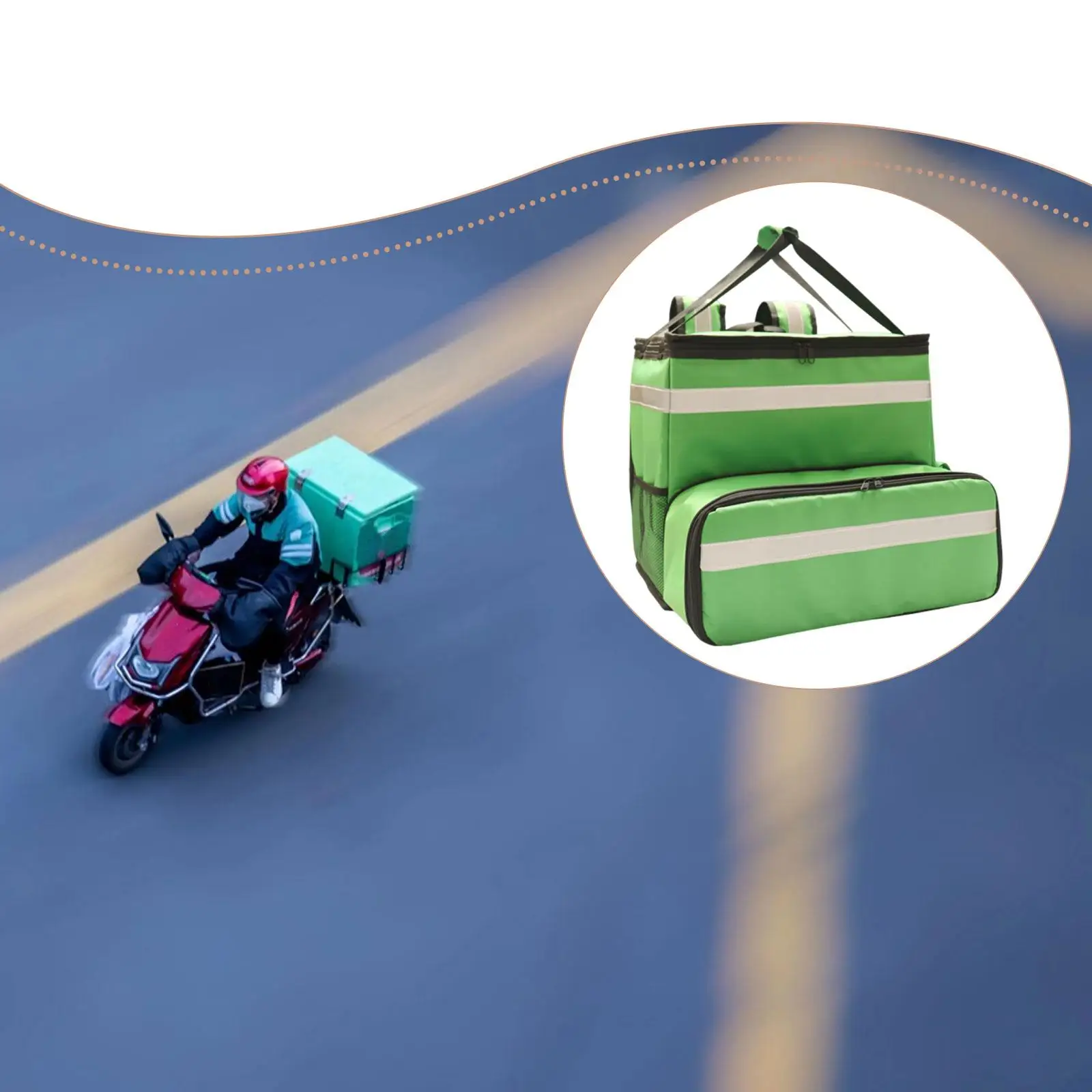 

Insulated Food Delivery Backpack Large Pizza Bag for Takeout Bike/Motorcycle