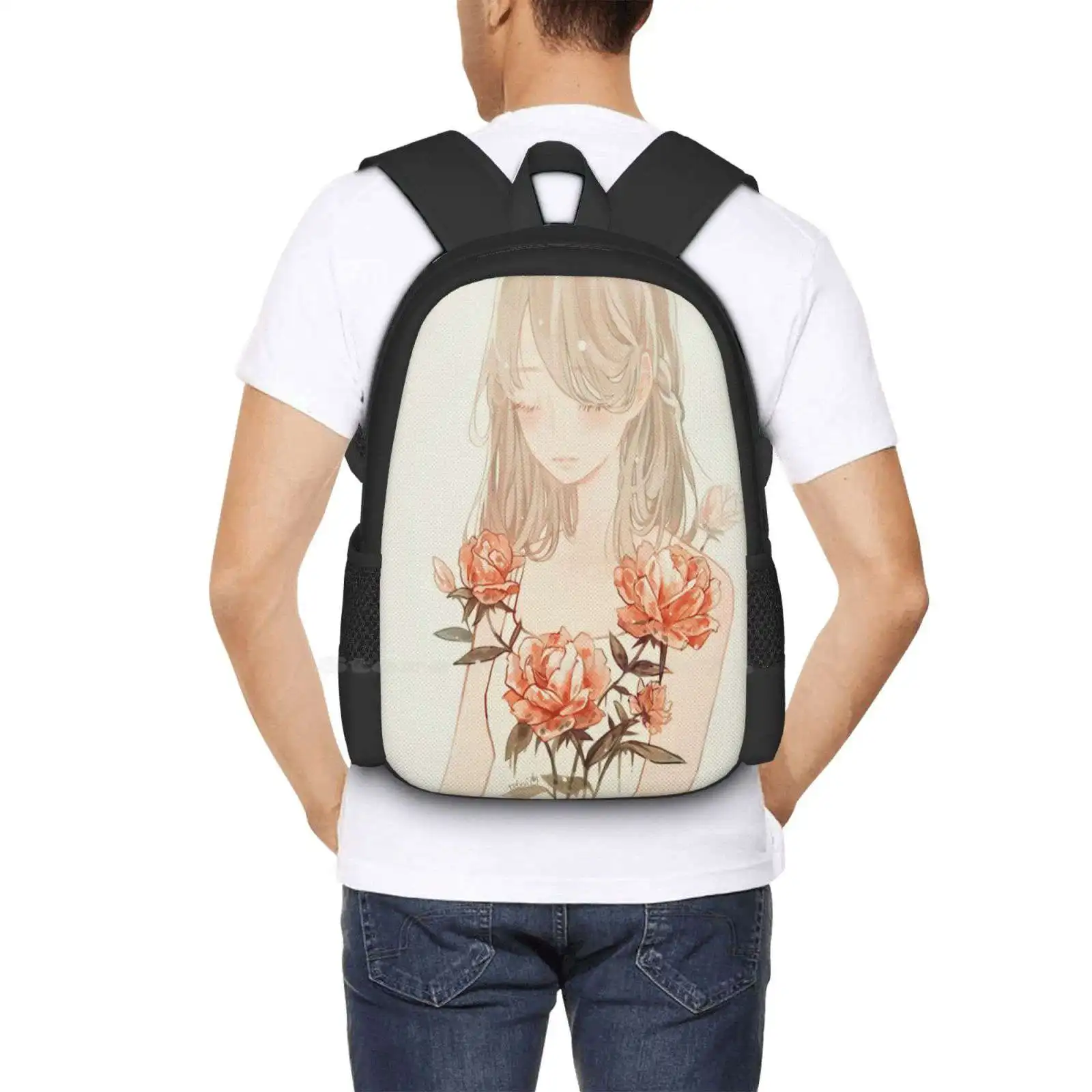 Tige. Sac à dos avec motif de fleurs pour adolescentes, sac à dos pour étudiants, sacs pour filles