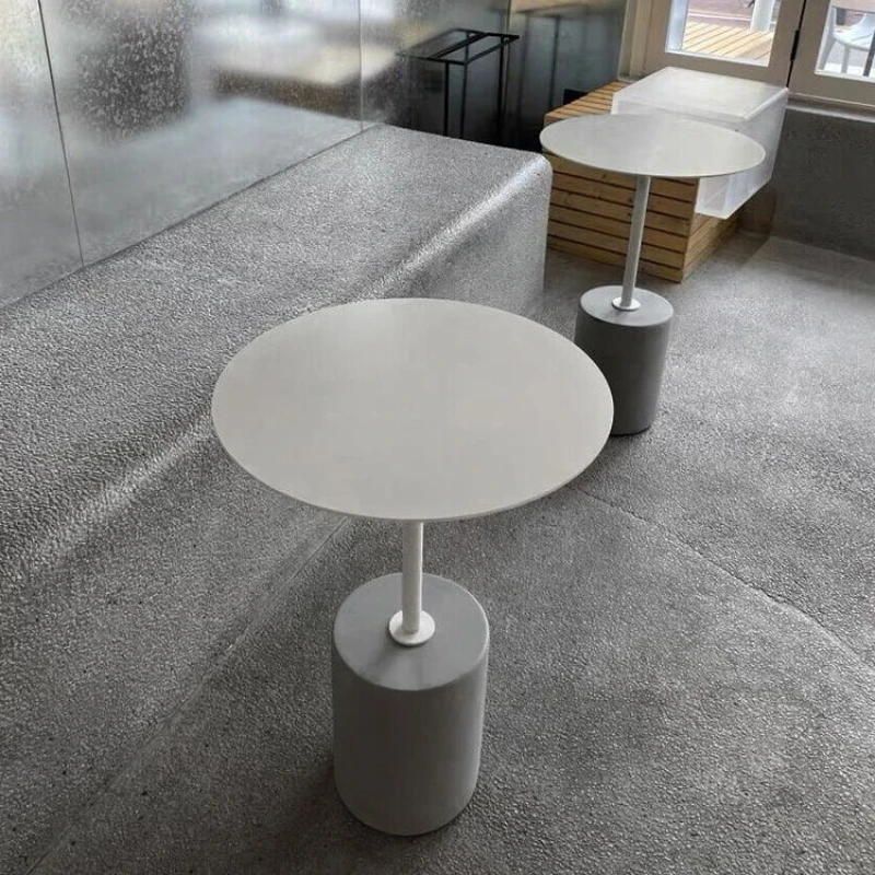 Round Dinning Coffee Table Black Center Living Room Side Small Table Concrete Restaurant Patio Meuble Salon Modern Furniture